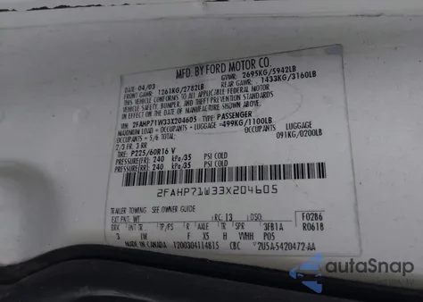 2011 Ford Crown Victoria Police Interceptor из США, поврежденный, VIN 2FABP7BV6BX183002